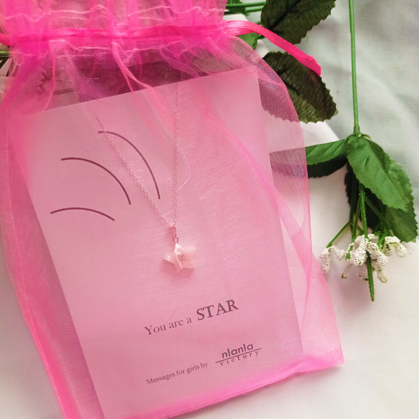 Star necklace on 18 inch Sterling Silver Chain, You Are A Star Message, Personalised Gift, Affirmation Gift, Unique Gift Idea | by nlanlaVictory