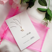 Load image into Gallery viewer, Star necklace on 18 inch Sterling Silver Chain, You Are A Star Message, Personalised Gift, Affirmation Gift, Unique Gift Idea | by nlanlaVictory
