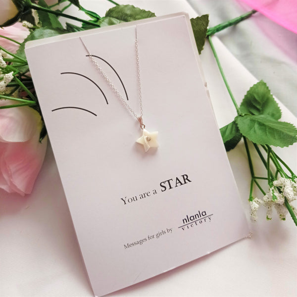 Star necklace on 18 inch Sterling Silver Chain, You Are A Star Message, Personalised Gift, Affirmation Gift, Unique Gift Idea | by nlanlaVictory