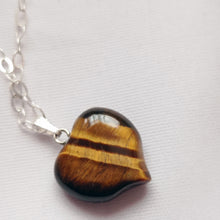 Load image into Gallery viewer, Tiger Eye Bracelet, Sterling Silver Heart Bracelet, Heart Charm Bracelet | by nlanlaVictory