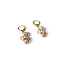 Load image into Gallery viewer, Triple Mini Shell Drop Huggie Earrings | by Ifemi Jewels