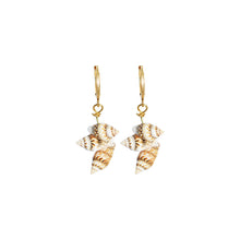 Load image into Gallery viewer, Triple Mini Shell Drop Huggie Earrings | by Ifemi Jewels