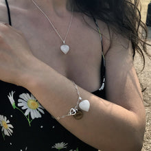 Load image into Gallery viewer, White Quartz Bracelet, Sterling Silver Heart Bracelet, Heart Charm Bracelet | by nlanlaVictory