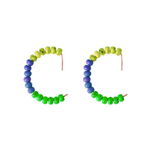 Load image into Gallery viewer, Yellow Purple Green Beaded hoop earrings | by lovedbynlanla