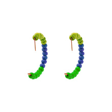 Load image into Gallery viewer, Yellow Purple Green Beaded hoop earrings | by lovedbynlanla