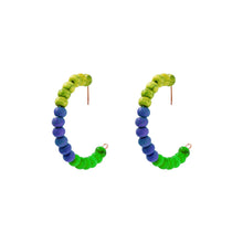 Load image into Gallery viewer, Yellow Purple Green Beaded hoop earrings | by lovedbynlanla