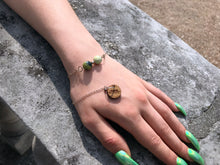 Load image into Gallery viewer, Yellow Turquoise with Swarovski Pearl Bracelet, Adjustable Sterling Silver Bracelet, Yellow Turquoise Bracelet | by nlanlaVictory