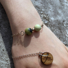 Load image into Gallery viewer, Yellow Turquoise with Swarovski Pearl Bracelet, Adjustable Sterling Silver Bracelet, Yellow Turquoise Bracelet | by nlanlaVictory