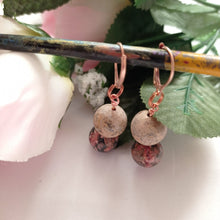 Load image into Gallery viewer, Picture Jasper and Leopard Skin Jasper Rose Gold Vermeil, 9k or 18k Rose Gold Earrings, Bloom Collection | by nlanlaVictory