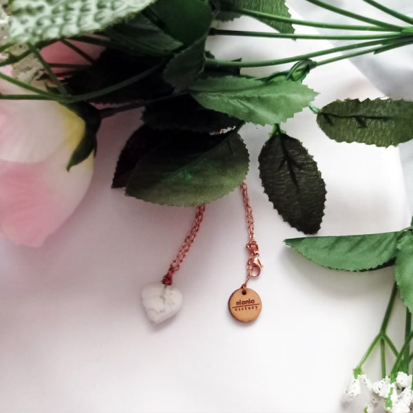 White Howlite Rose Gold necklace, White and Pink Gemstone Necklace, Bloom Collection | by nlanlaVictory