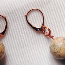 Load image into Gallery viewer, Picture Jasper and Leopard Skin Jasper Rose Gold Vermeil, 9k or 18k Rose Gold Earrings, Bloom Collection | by nlanlaVictory
