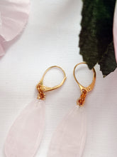 Load image into Gallery viewer, Rose Quartz and Yellow Gold Vermeil Earrings, Gemstone Earrings, Pink Gemstones, Feminine Jewelry,Bloom Collection | by nlanlaVictory