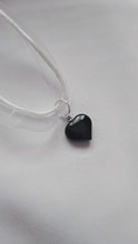 Load and play video in Gallery viewer, Black Onyx Necklace, White Ribbon Necklace, Gemstone Necklace, Black and White | by nlanlaVictory