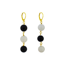 Load image into Gallery viewer, White Agate and Black Onyx Yellow Gold Vermeil, 9k or 18k Gold Earrings, Bold and Beautiful Statement Jewelry, Gold Vermeil Earrings, Bloom Collection | by nlanlaVictory

