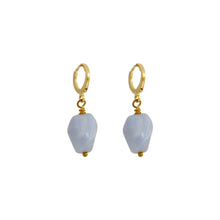 Load image into Gallery viewer, Blue Lace Agate Gemstone Huggie Earrings | by Ifemi Jewels