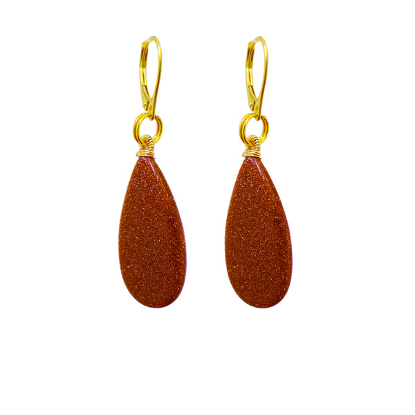 Brown Goldstone Yellow Gold Vermeil Earrings, Bold and Beautiful Statement Jewelry, Bloom Collection | by nlanlaVictory