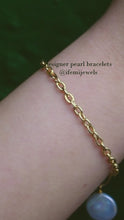 Load and play video in Gallery viewer, Pearl adjustable bracelet or anklet on gold plated chain | by Ifemi Jewels