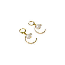Load image into Gallery viewer, Minimalist circle and freshwater pearl hoop earrings | by Ifemi Jewels
