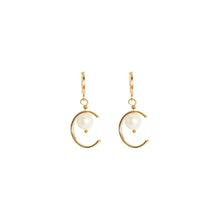 Load image into Gallery viewer, Minimalist circle and freshwater pearl hoop earrings | by Ifemi Jewels