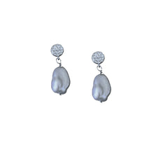Load image into Gallery viewer, Sterling Silver Stud Earrings With Silver Freshwater Pearls | by nlanlaVictory