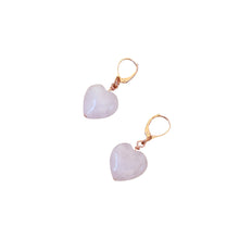 Load image into Gallery viewer, Rose Quartz Rose Gold Vermeil Earrings, Heart Gemstone Earrings, Bloom Collection | by nlanlaVictory
