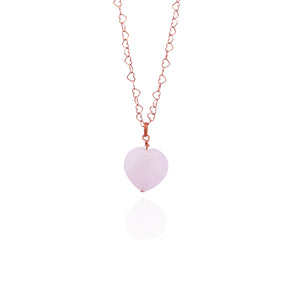 Rose Quartz Rose Gold Vermeil Necklace, Heart Shaped Necklace, Bloom Collection | by nlanlaVictory