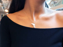 Load image into Gallery viewer, Dolphin necklace on 18 inch Sterling Silver Chain, Be Smarter Than A Dolphin Message, Personalised Gift, Affirmation Necklace, Affirmation Gift, Unique Gift Idea | by nlanlaVictory