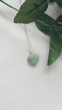 Load and play video in Gallery viewer, Chrysoprase Jade necklace Heart Gemstone Necklace, Jade Pendant Necklace, Chrysoprase Jade Sterling Silver Necklace | by nlanlaVictory
