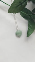 Load and play video in Gallery viewer, Chrysoprase Jade necklace Heart Gemstone Necklace, Jade Pendant Necklace, Chrysoprase Jade Sterling Silver Necklace | by nlanlaVictory