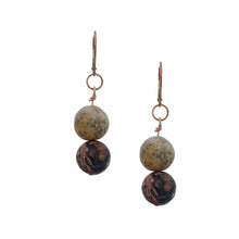 Load image into Gallery viewer, Picture Jasper and Leopard Skin Jasper Rose Gold Vermeil, 9k or 18k Rose Gold Earrings, Bloom Collection | by nlanlaVictory