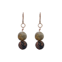 Load image into Gallery viewer, Picture Jasper and Leopard Skin Jasper Rose Gold Vermeil, 9k or 18k Rose Gold Earrings, Bloom Collection | by nlanlaVictory