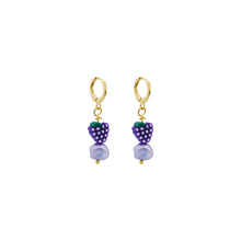 Load image into Gallery viewer, Purple freshwater pearl with grapes huggie earrings | by Ifemi Jewels