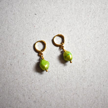 Load image into Gallery viewer, Green freshwater pearl earrings | by Ifemi Jewels