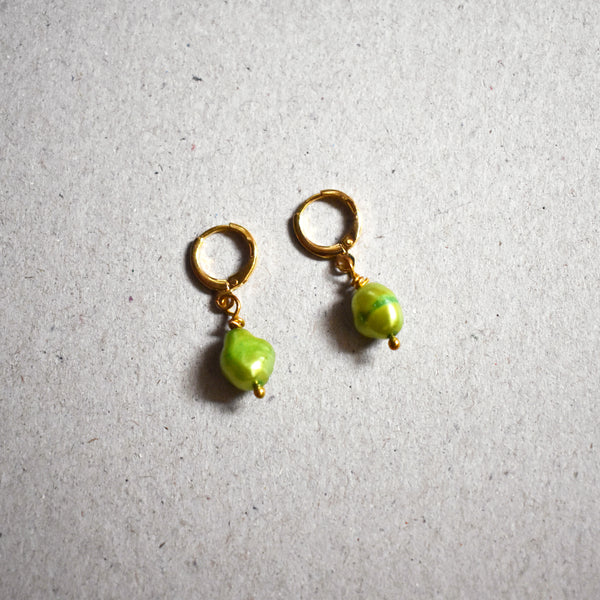 Green freshwater pearl earrings | by Ifemi Jewels