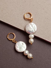 Load image into Gallery viewer, Bold White Pearl Drop Huggie Earrings | by Ifemi Jewels