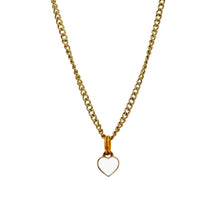 Load image into Gallery viewer, White heart enamel minimalist huggie necklace | by Ifemi Jewels
