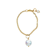 Load image into Gallery viewer, Pearl adjustable bracelet or anklet on gold plated chain | by Ifemi Jewels