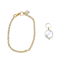 Load image into Gallery viewer, Pearl adjustable bracelet or anklet on gold plated chain | by Ifemi Jewels