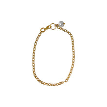 Load image into Gallery viewer, Pearl adjustable bracelet or anklet on gold plated chain | by Ifemi Jewels