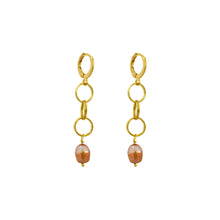 Load image into Gallery viewer, Pink freshwater pearl drop earrings | by Ifemi Jewels
