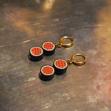 Load image into Gallery viewer, Watermelon fruit huggie earrings | by Ifemi Jewels