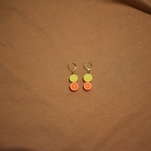 Load image into Gallery viewer, Lemon Yellow Orange huggie earrings | by Ifemi Jewels
