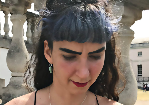 Chrysoprase Jade Stud Earrings, Chrysoprase Earrings, Jade Earrings, Heart Stud Earrings | by nlanlaVictory