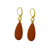 Load image into Gallery viewer, Brown Goldstone Yellow Gold Vermeil Earrings, Bold and Beautiful Statement Jewelry, Bloom Collection | by nlanlaVictory