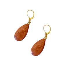 Load image into Gallery viewer, Brown Goldstone Yellow Gold Vermeil Earrings, Bold and Beautiful Statement Jewelry, Bloom Collection | by nlanlaVictory