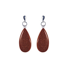 Load image into Gallery viewer, Brown Goldstone Teardrop Earrings, Brown Goldstone Sterling Silver Earrings, Gemstone Stud Earrings | by nlanlaVictory