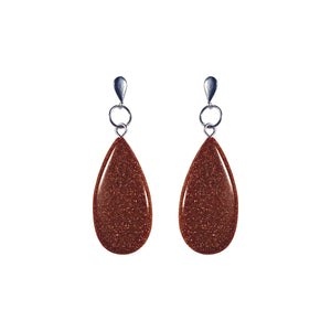 Brown Goldstone Teardrop Earrings, Brown Goldstone Sterling Silver Earrings, Gemstone Stud Earrings | by nlanlaVictory
