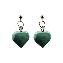 Load image into Gallery viewer, Chrysoprase Jade Stud Earrings, Chrysoprase Earrings, Jade Earrings, Heart Stud Earrings | by nlanlaVictory