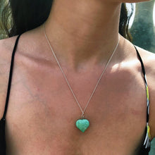 Load image into Gallery viewer, Chrysoprase Jade necklace Heart Gemstone Necklace, Jade Pendant Necklace, Chrysoprase Jade Sterling Silver Necklace | by nlanlaVictory