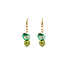 Load image into Gallery viewer, Green apples and green freshwater pearl earrings | by Ifemi Jewels